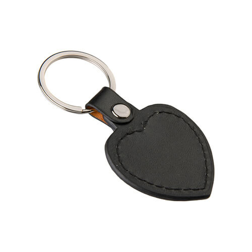 Breloc din piele și metal pentru sublimare - inimă - negru