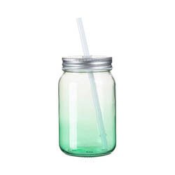 Γυάλινη κούπα Mason Jar 450 ml χωρίς λαβή για εξάχνωση - πράσινη διαβάθμιση