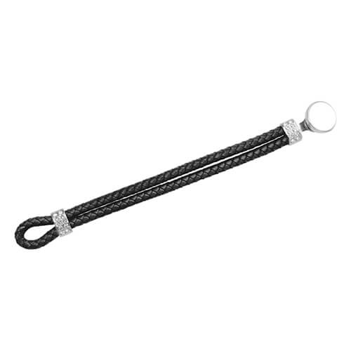 Flettet læderarmbånd med cirkel - sort sublimering