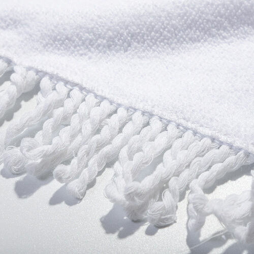 Toalla de microfibra 152 x 76 cm con flecos para sublimación - blanca