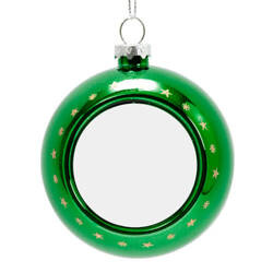 Christmas tree bauble Ø 8 cm for sublimation - green - golden Christmas tree