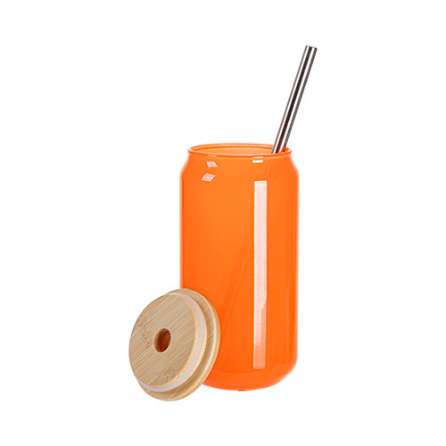 A 550 ml glass that changes color when exposed to heat for sublimation - orange