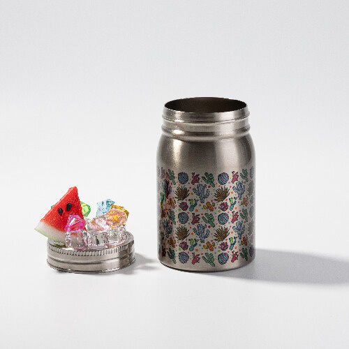 Mason Jar 500 ml krus med sugerør til sublimering - sølv, kunstig is og vandmelon