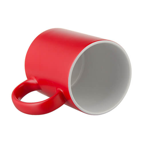 Taza mágica, roja, mate para impresión por sublimación