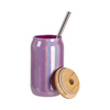 Un verre 400 ml avec une paille et un couvercle en bambou pour sublimation - paillettes Violet