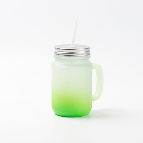 Mason Jar frosted glass mug for sublimation - green gradient