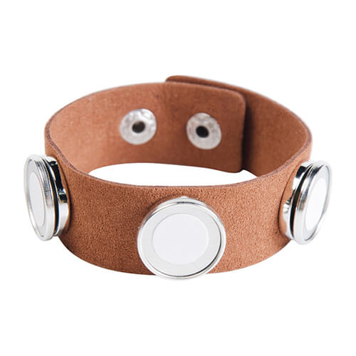 Pulsera de ante con 3 placas circulares - Sublimación marrón