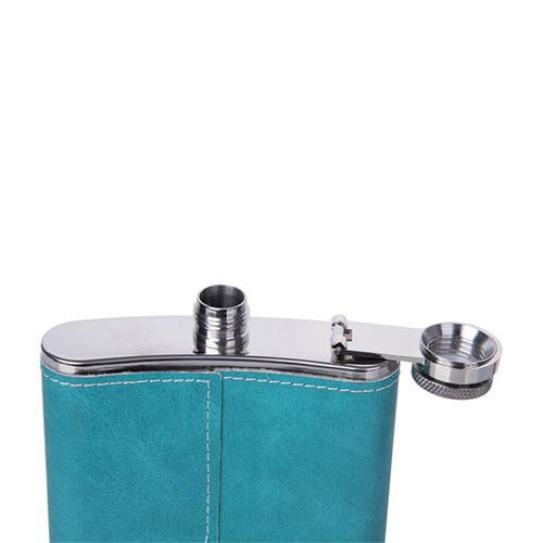 Flasque en métal 240 ml avec un couvercle en cuir vert pour la sublimation