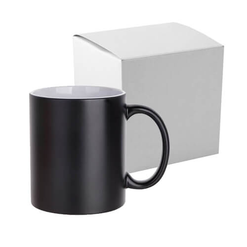 Mug polychrome - noir mat avec intérieur blanc pour transfert thermique avec une boite en carton