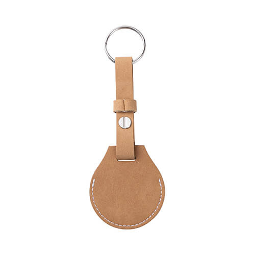 Leather key ring with belt / AirTag case for sublimation - Brown