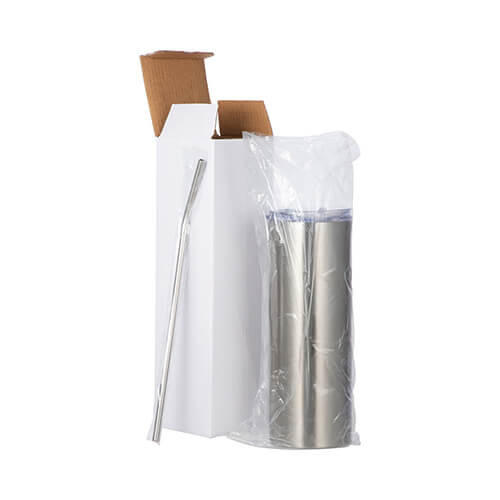 Kubek 600 ml ze słomką do sublimacji - srebrny