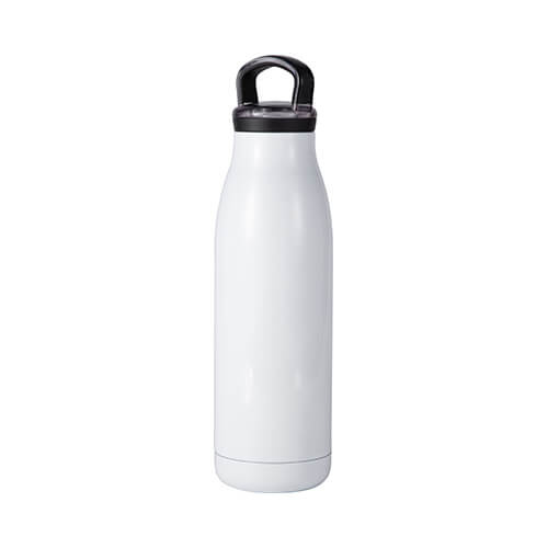Bidon - dzēriena pudele 500 ml ar vertikālu rokturi sublimācijai - balta