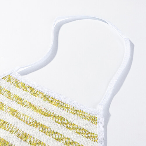 A linen apron for sublimation - cream with light green stripes