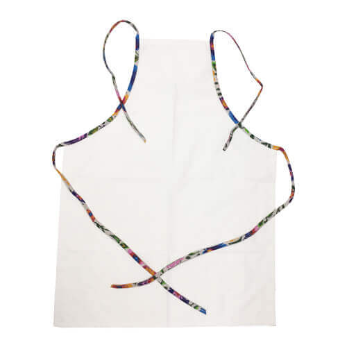 Nyomtatható konyhai kötény - fehér, színes csővel - fehér szláv virágok