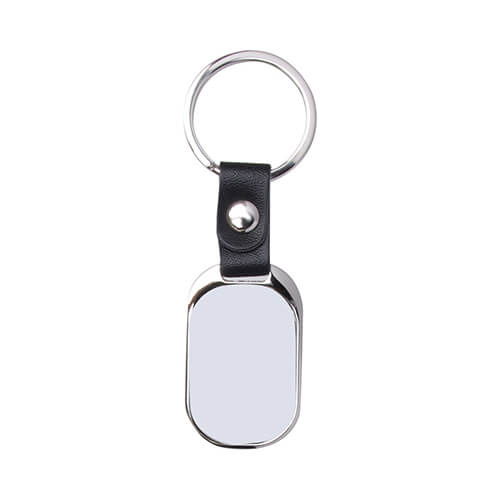 Metalnøglering til sublimering - oval på sort strop