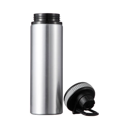 850 ml silver aluminum water bottle with a screw cap with a grey insert for sublimation