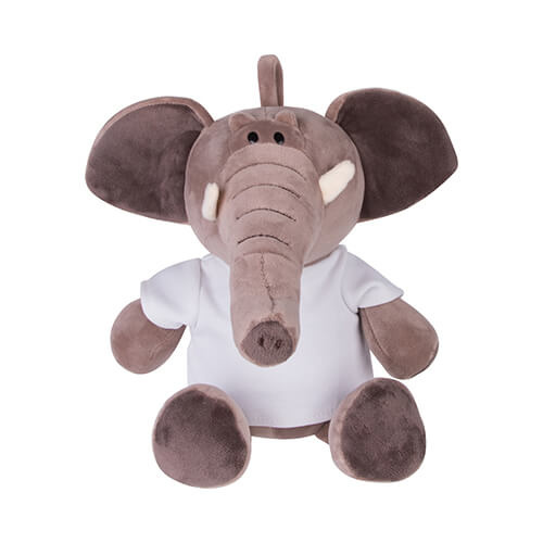 Pluche olifant 22 cm met T-shirt voor sublimatiedruk - donkerbruin