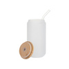 Set van 6 frosted glazen van 550 ml met rietje en bamboe deksel voor sublimatie 