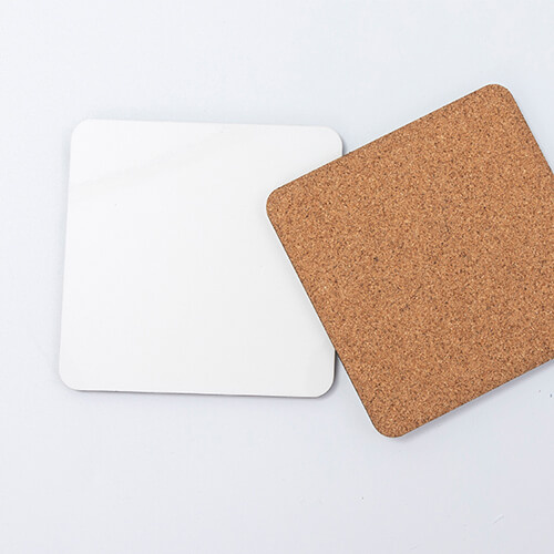 Suport de cană din carton dur și plută pentru sublimare - 9,5 x 9,5 cm