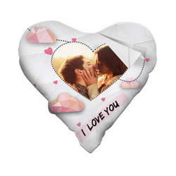 Kaksivärinen sydämen muotoinen satiinityynyliina sublimaatiota varten - I love You - I love You