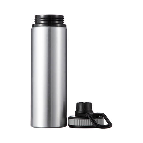 850 ml silver aluminum water bottle with a screw cap with a grey insert for sublimation