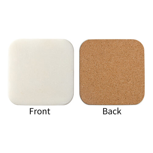 Coaster, 10 x 10 cm, made of white marble and cork for sublimation - square