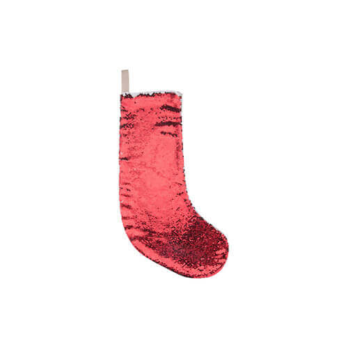 Christmas sock with two-colour sequins for sublimation printing – red