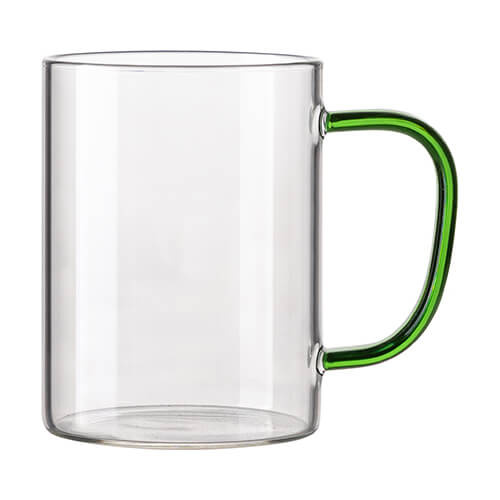 450 ml glass with a Light green handle for sublimation