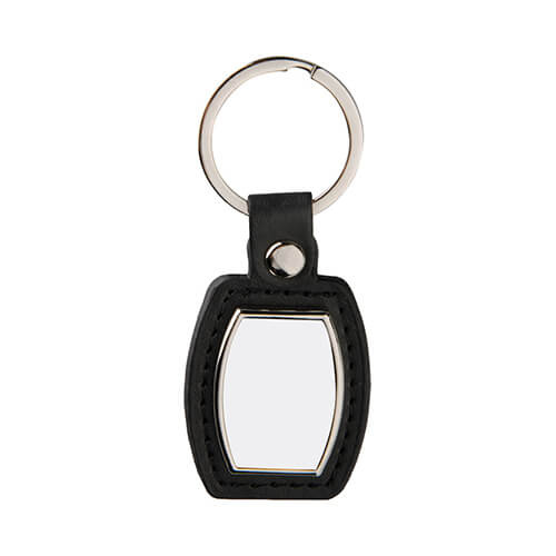 Breloc din piele și metal pentru sublimare - butoi - negru