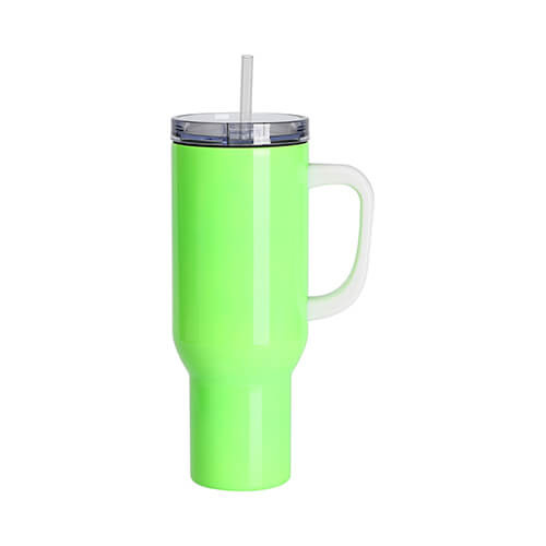 Potovalni vrč iz nerjavečega jekla 1200 ml za sublimacijo - neonsko zelen