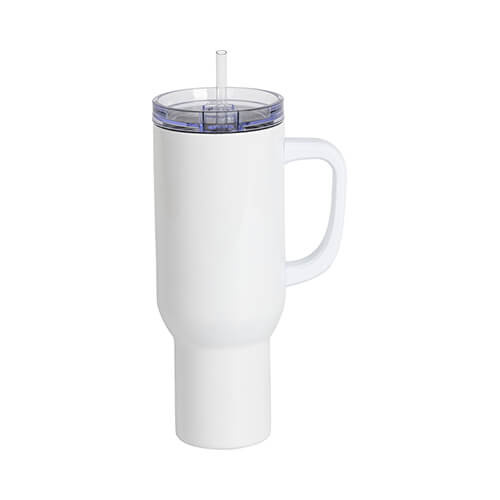 Ruostumattomasta teräksestä valmistettu 1200 ml matkamuki sublimaatiota varten - valkoinen