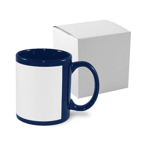 Mug 330 ml bleu marine avec patch blanc avec boîte Sublimation Transfert Thermique