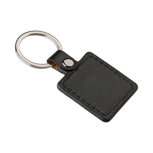Leather and metal pendant for sublimation - square - black
