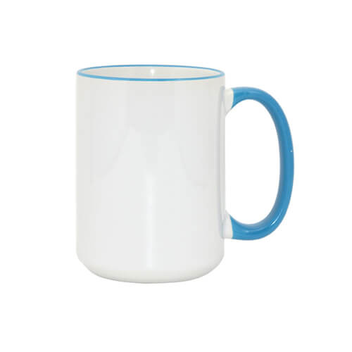 Mug blanc MAX A+ 450 ml avec anse bleu ciel Sublimation Transfert Thermique