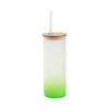 A 500 ml frosted mug with a bamboo lid and a straw for sublimation - green gradient