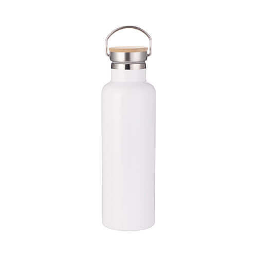 Nerūsējošā tērauda termoss 750ml ar bambusa vāciņu sublimācijai - balts