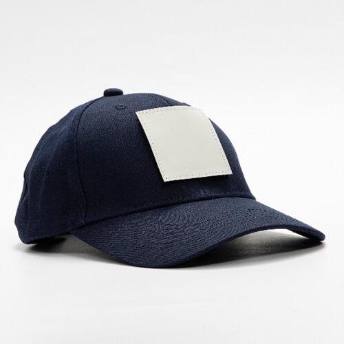 Cotton baseball cap with square velcro patch for sublimation - navy blue