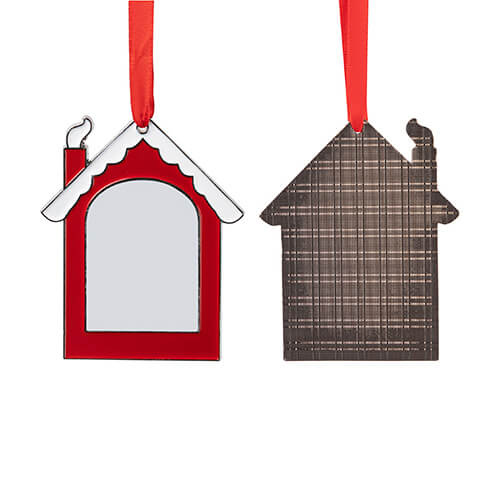 Colgante de metal para árbol de Navidad para sublimación - cabaña