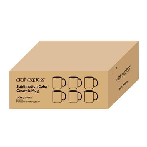 Set de 6 gobelets 330 ml A+ avec intérieur noir et anse sublimation