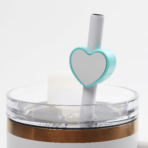 Silicone straw cap Ø 0,8 / 1 cm for sublimation - green heart