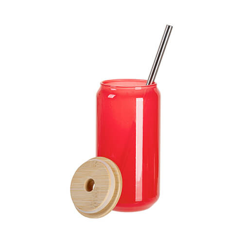 A 550 ml glass that changes color when exposed to cold to sublimation - red