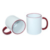 JS Coating mug 330 ml with maroon handle Sublimation Thermal Transfer
