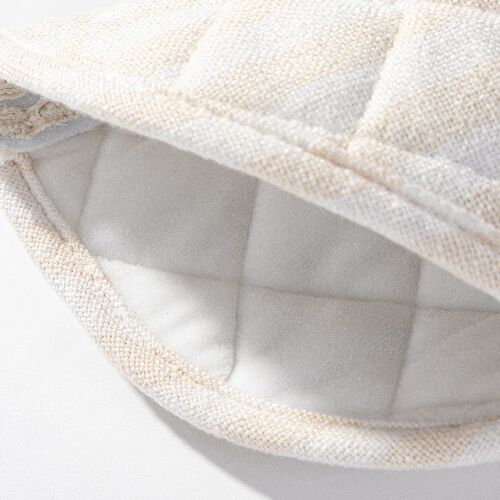 Heat-insulating oven mitt for sublimation - cream with yellow stripes