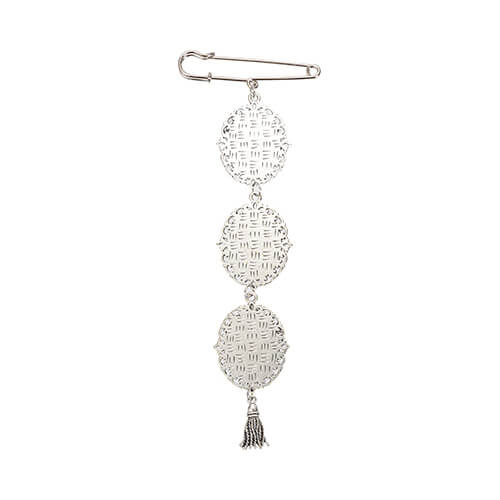 Broche oval triple - imperdible con colgante de borla para sublimación