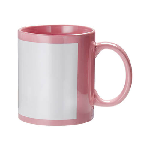 Mugg 330 ml rosa med vit ram Sublimation Thermal Transfer