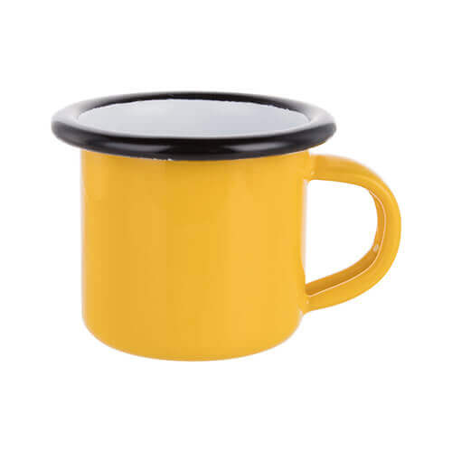 Emalimuki 100 ml keltainen, musta reunus Sublimaatio lämpösiirto