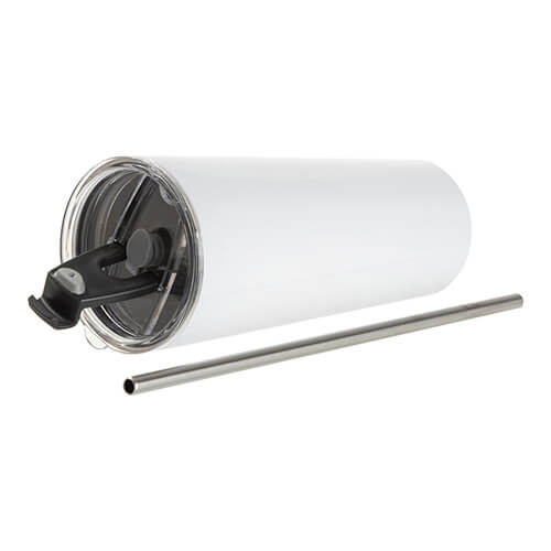 600ml roestvrijstalen beker met rietje voor sublimatie - wit