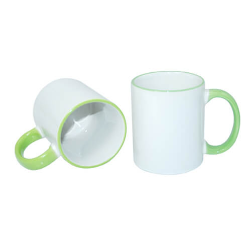 Mug blanc A+ 330 ml avec anse vert clair Sublimation Transfert Thermique