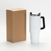 Taza de viaje de acero inoxidable de 1200 ml con tapa y pajita con auricular negro para sublimación - blanco
