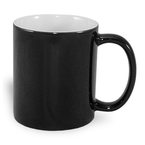 Taza mágica 330 ml negro semi mate por sublimación por transferencia térmica